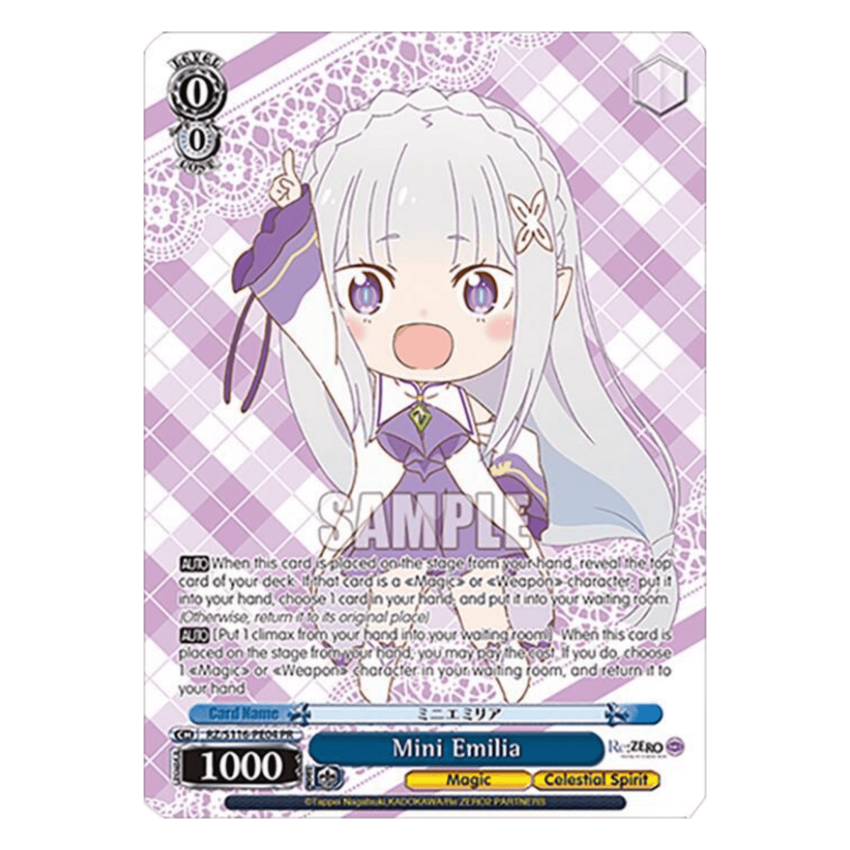 MINI EMILIA (S116-PE04) PROMO - WEIß SCHWARZ RE:ZERO VOL.3 - INGLÉS - Fridam Store