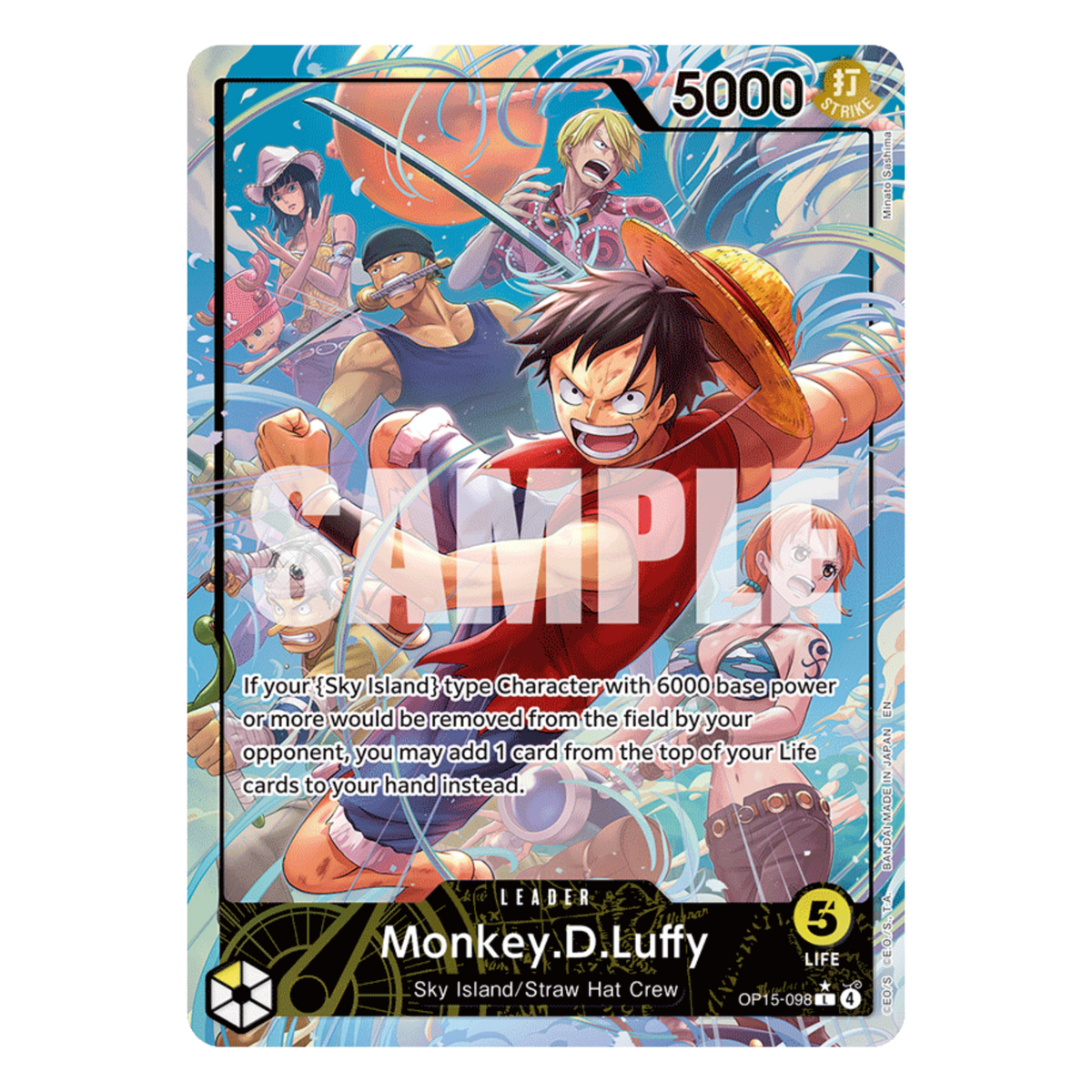 MONKEY D. LUFFY (OP15 098) ALT ART LEADER - ADVENTURE ON KAMI'S ISLAND - INGLÉS - Fridam Store
