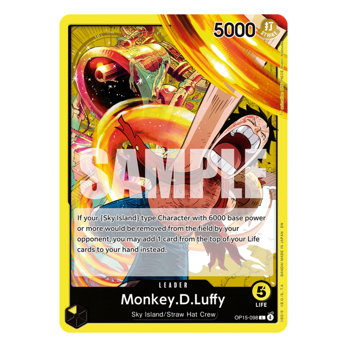 MONKEY D. LUFFY (OP15 098) LEADER - ADVENTURE ON KAMI'S ISLAND - INGLÉS - Fridam Store