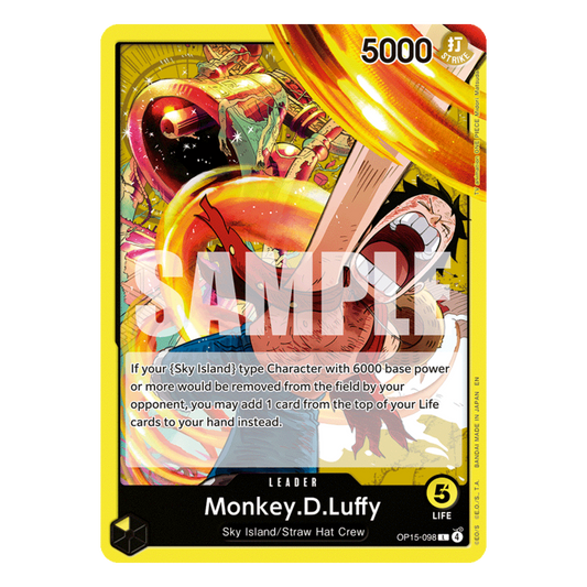 MONKEY D. LUFFY (OP15 098) LEADER - ADVENTURE ON KAMI'S ISLAND - INGLÉS - Fridam Store