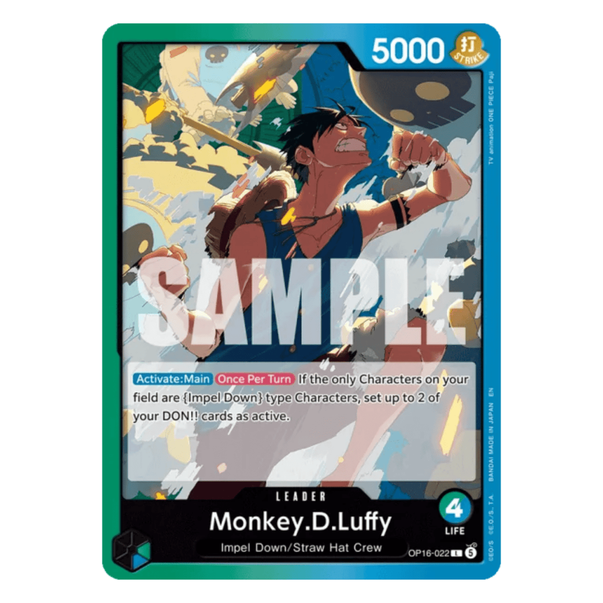MONKEY D. LUFFY (OP16 022) LEADER - THE TIME OF BATTLE - INGLÉS - Fridam Store
