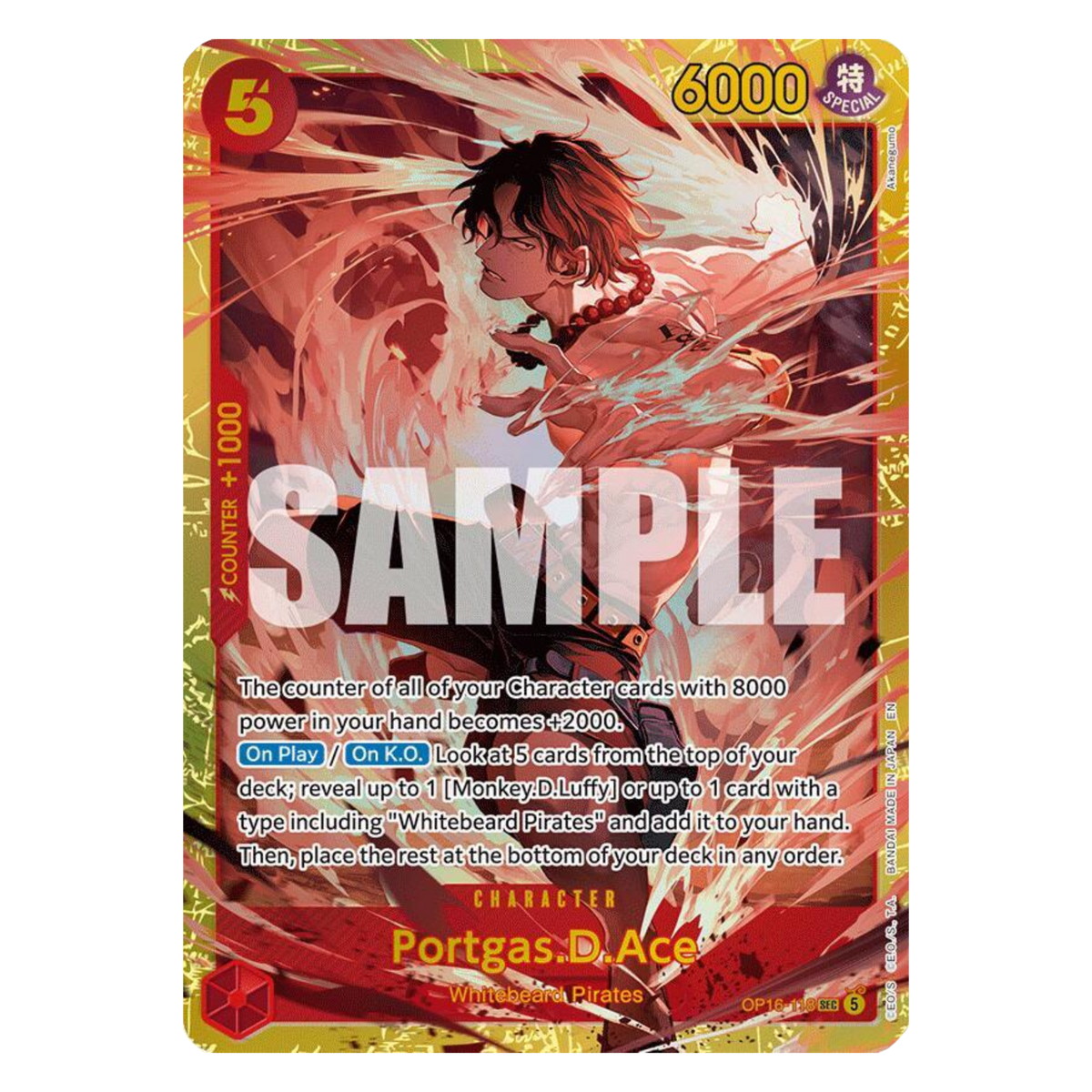 PORTGAS D. ACE (OP16 118) SEC - THE TIME OF BATTLE - INGLÉS - Fridam Store