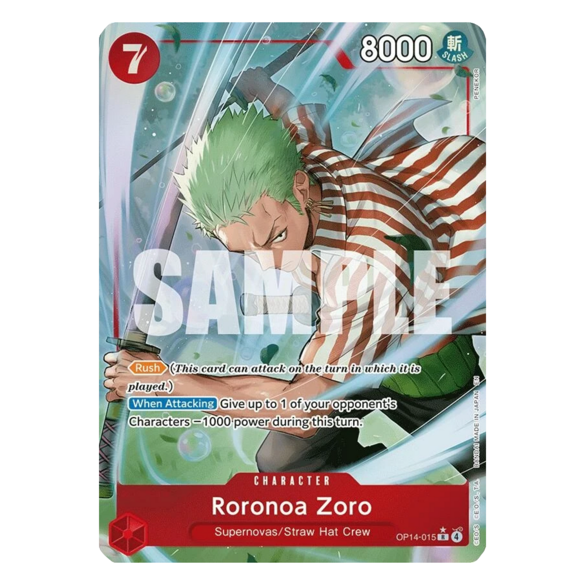 RORONOA ZORO (OP14 015) R ALT ART - THE AZURE SEA'S SEVEN - INGLÉS - Fridam Store