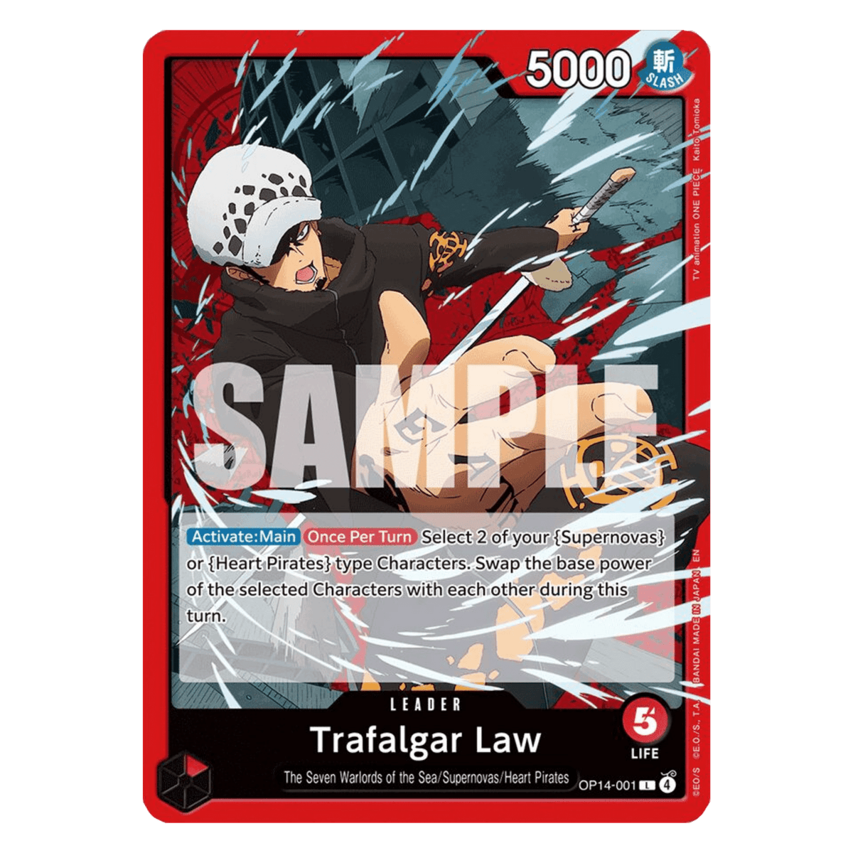 TRAFALGAR LAW (OP14 001) LEADER - THE AZURE SEA'S SEVEN - INGLÉS - Fridam Store